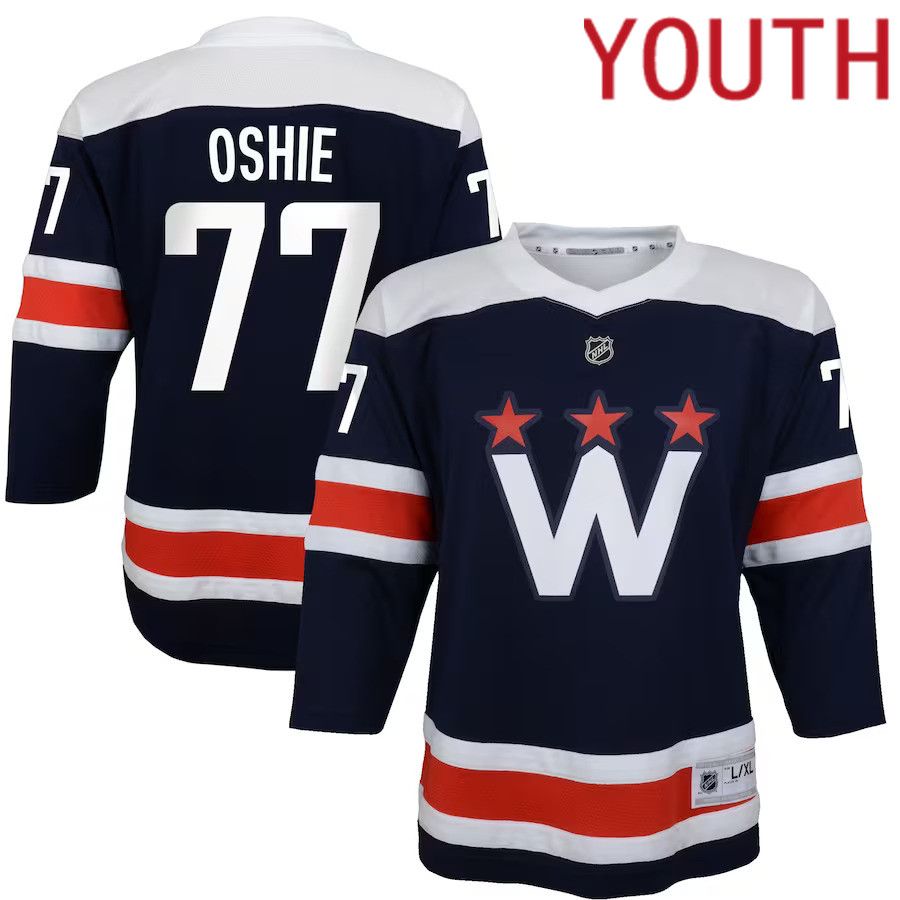 Youth Washington Capitals #77 TJ Oshie Navy Alternate Replica Player NHL Jersey->youth nhl jersey->Youth Jersey